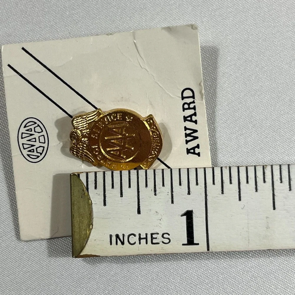 Vintage AAA School Safety Patrol Service Pin Gold Tone Award Badge Lapel Tiny